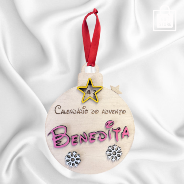 Bola de Natal Personalizada com Nome- Calendário do Advento