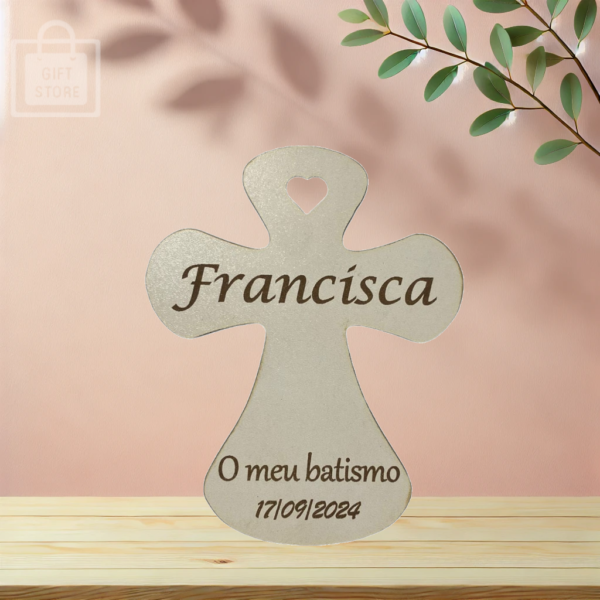 Cruz lembrança Batismo / Pai nosso / Comunhão / Profissão de Fé  personalizável  com íman