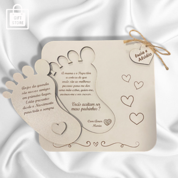 Convite para padrinhos de batismo com pézinho - Image 2