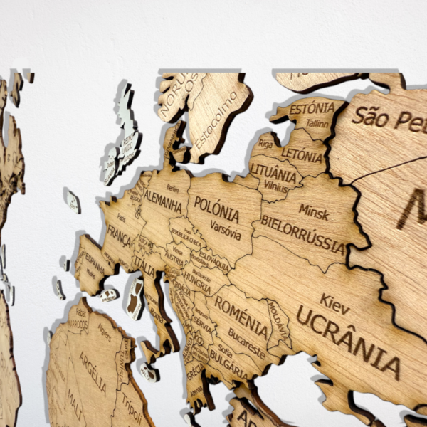 Mapa Mundo em Madeira Minimalista 2D – Edição Clássica - Image 6